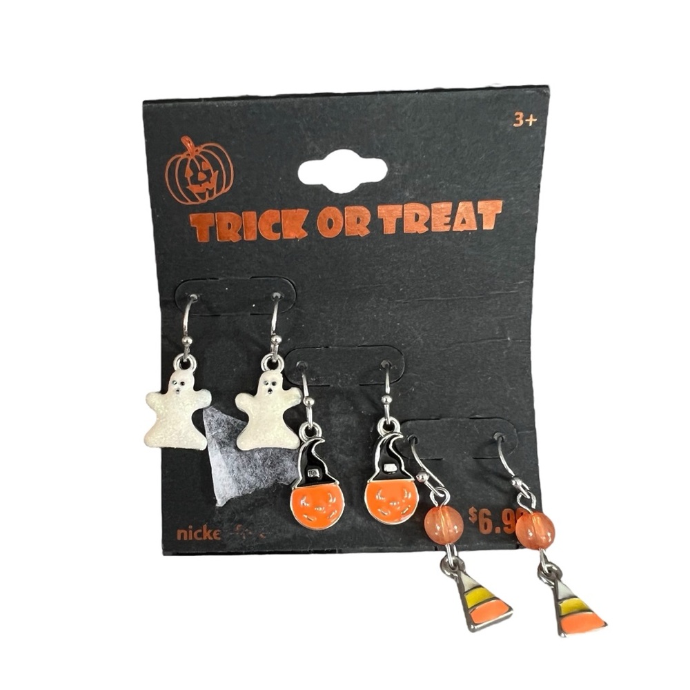 Target 3 pair Halloween dangle earrings ghost pumpkin candy corn NWT